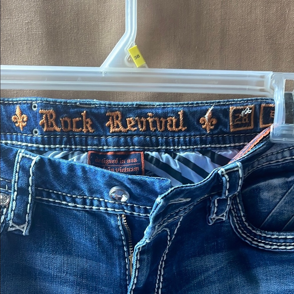 Rock Revival Dark Blue Denim with White Stitching - Picture 3 of 16